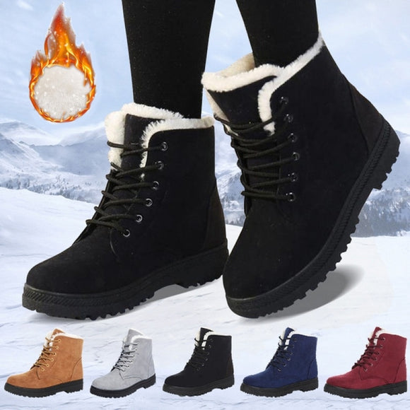 Women Winter Lace Up Ankle Boots